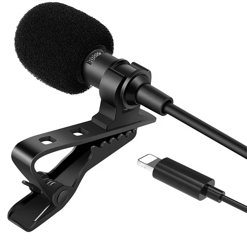 Wired Omni-direction Microphone  Lavalier Lighting Port Mini Clip Mic Mobile Phone Microphone for IP 11 12 13