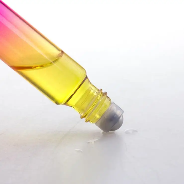 in stock, 10ml ombre glass roll on Pendant bottle with key chain lid for essential oil and perfume