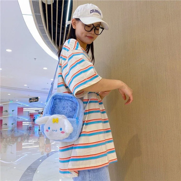 BoTu Hot Kt Plush Transparent Shoulder Bag Cute Crossbody Bags Students kulomi Stuffed Coin Purse Handbag Stuffed Claw Doll Toys
