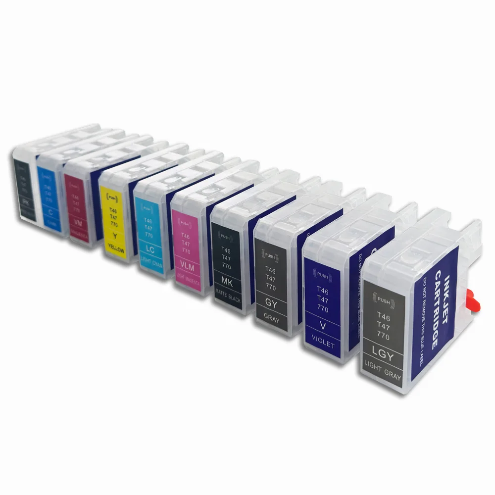 WEL-TRY Llenar el cartucho for Epson SureColor P700/P708/P900/P906/P908 t46 t47 Cartridge MBK Dye Ink Refillable cartridge Empty