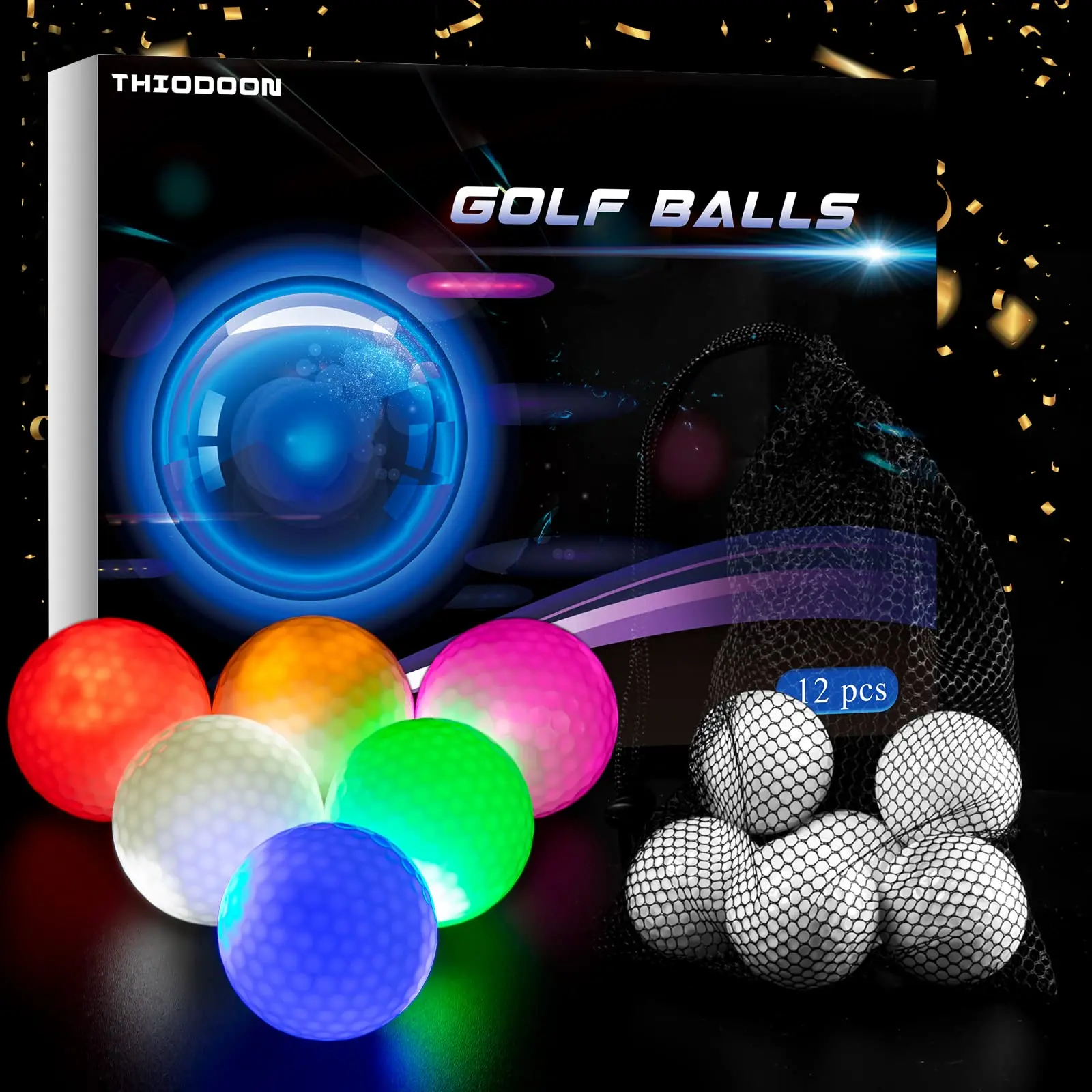 Super bright LED golf balls Glow in the dark golf balls Long-lasting glowing golf balls 6/12pack