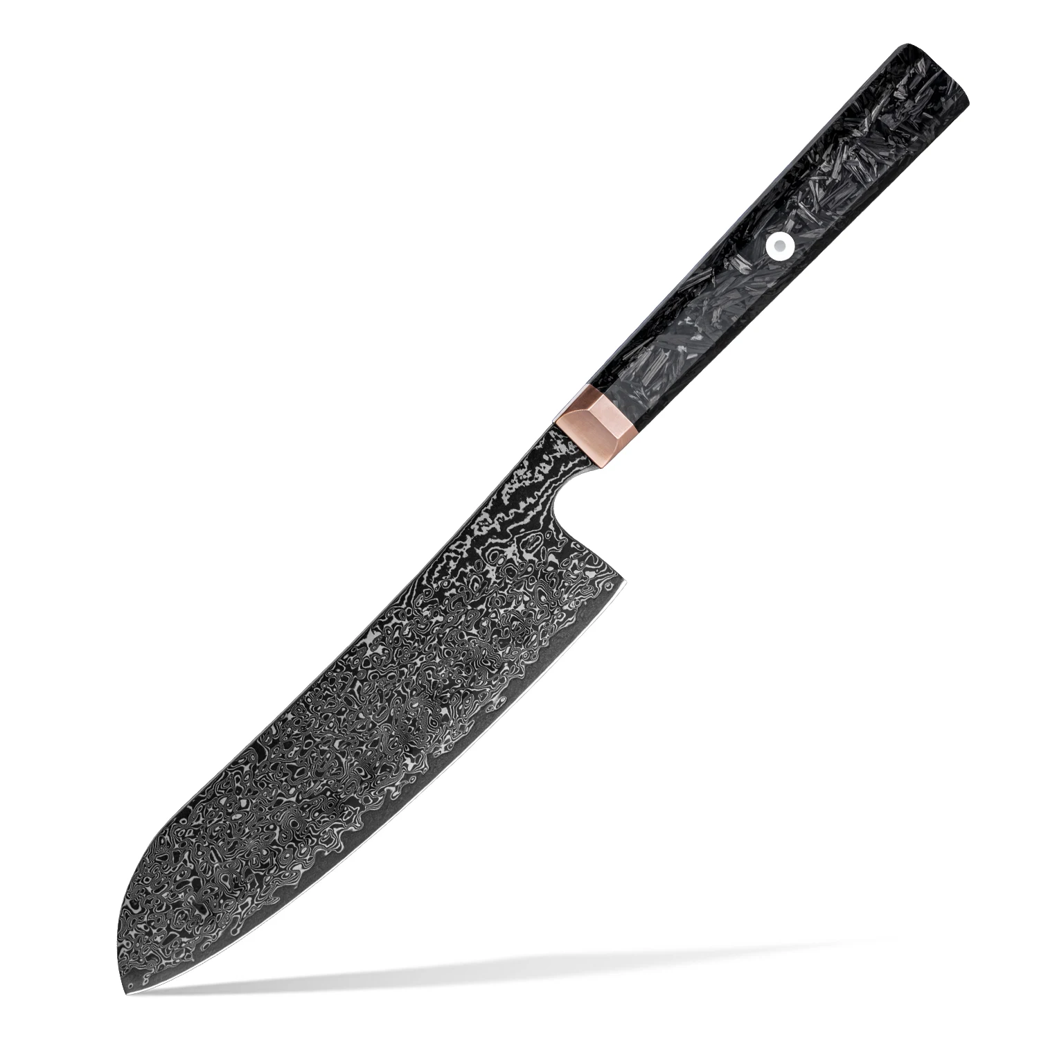 6.8' Professional 67 Layers Damascus Steel Kitchen Santoku Knife Japanese Cooper Kitchen Chef Santoku Knife Carbon Fiber Handle