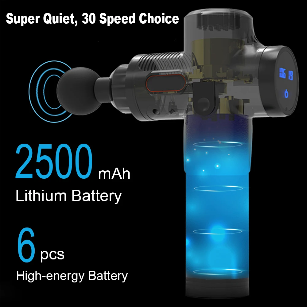  2021 Carbon Fiber Portable Fascial 30 Speed Dropshipping Deep Tissue Massage Gun LED Touch Screen Muscle