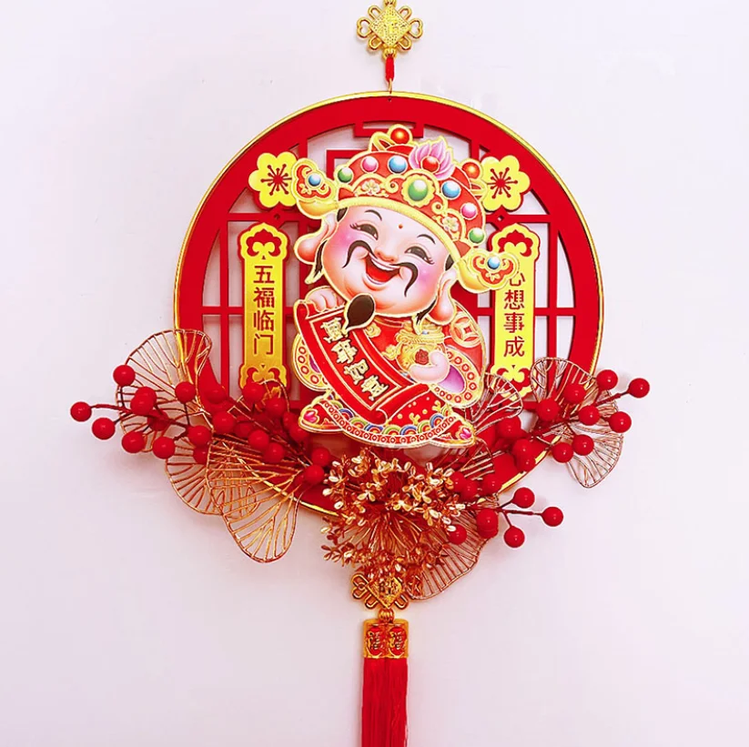 Shaking Head God of Fortune Chinese New Year Lucky Hanging Charms Caisheng Decoration Spring Festival Supplies 38cm