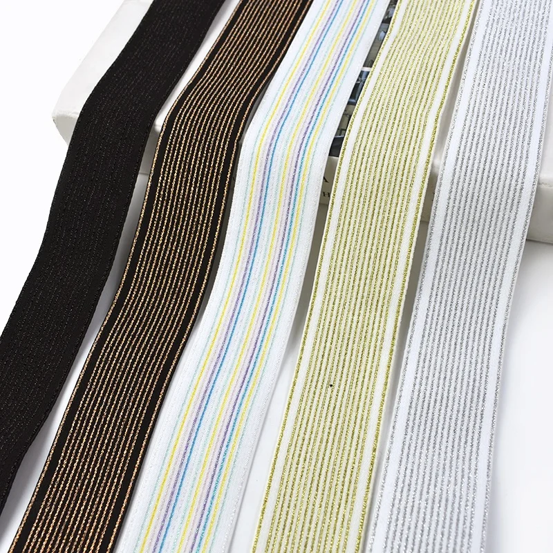 Meetee EB079 40mm Garment Accessories DIY Handmade Sewing Material For Clothing Home Textile Tinsel Colored Striped Elastic Band