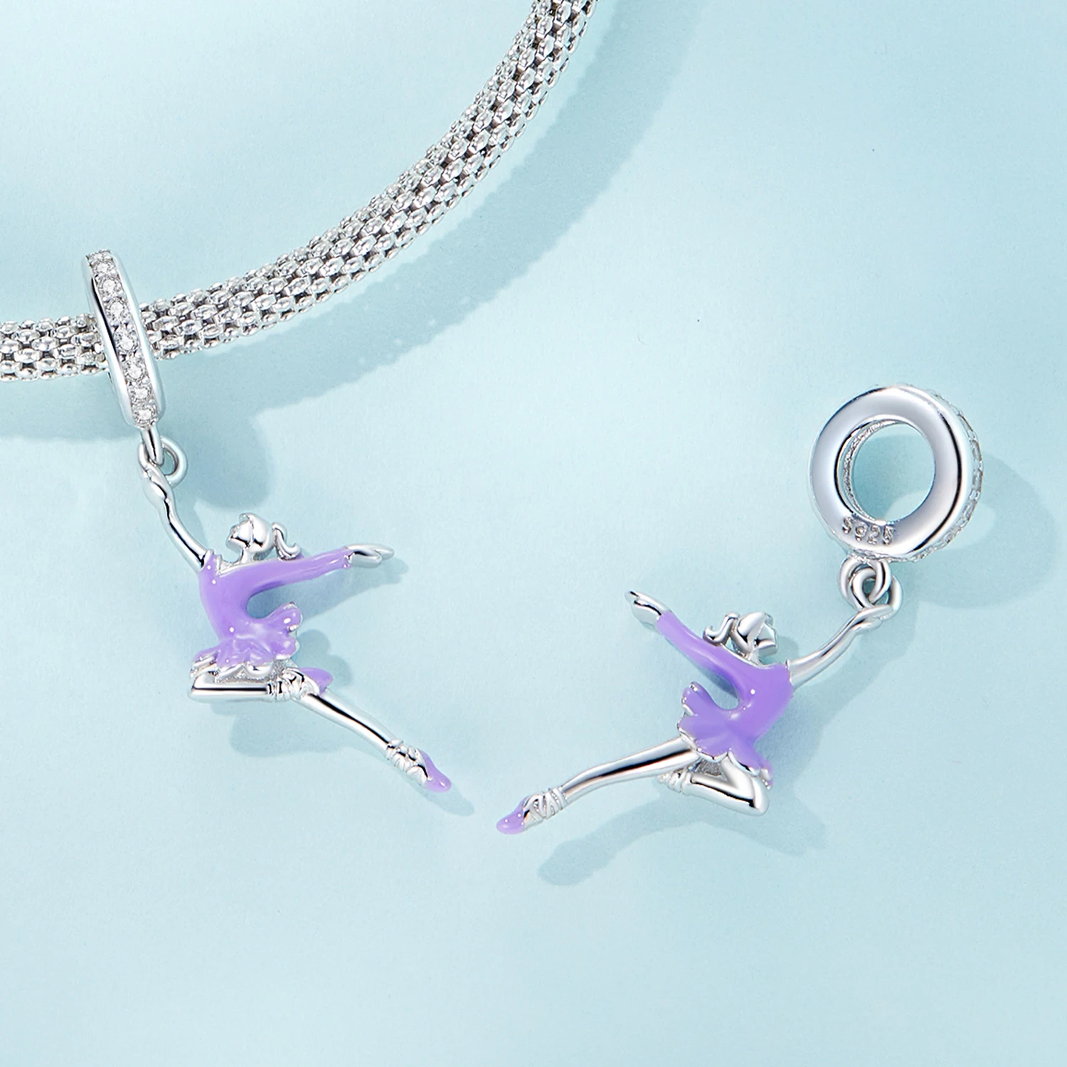 New ballerina girl hanging beads sunshine mini cartoon s925 silver beaded accessories SCC2394