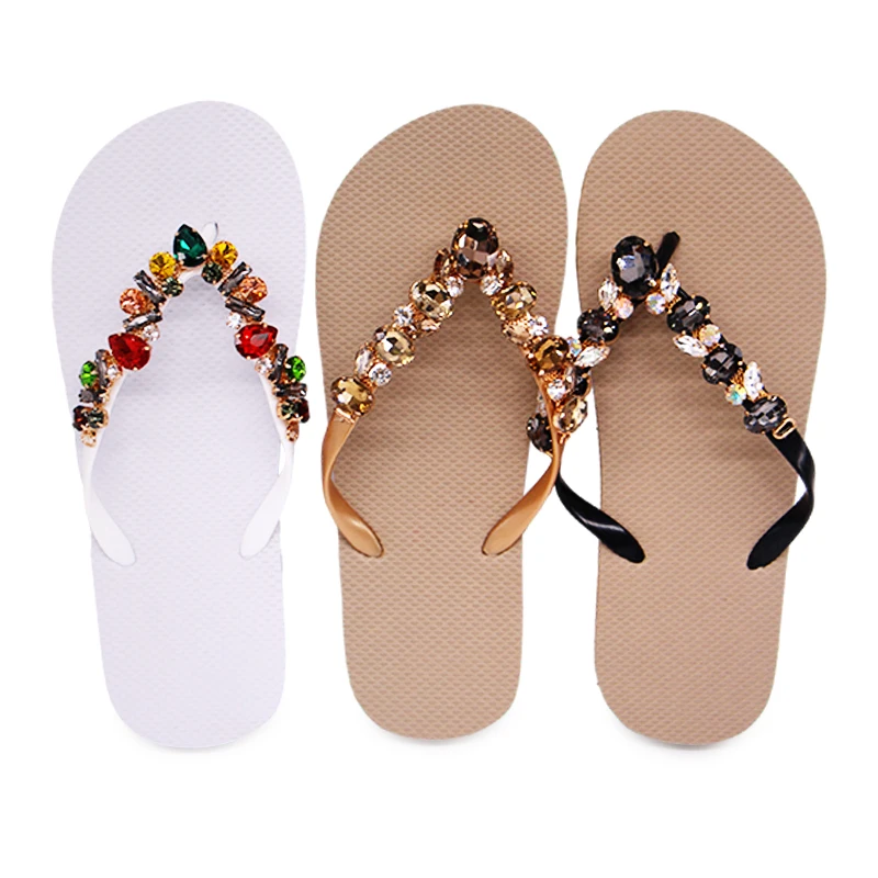 High Quality OEM Custom Logo Printed Casual Rubber Sole Summer Beach Women Crystal PVC Straps Daily Flip Flop