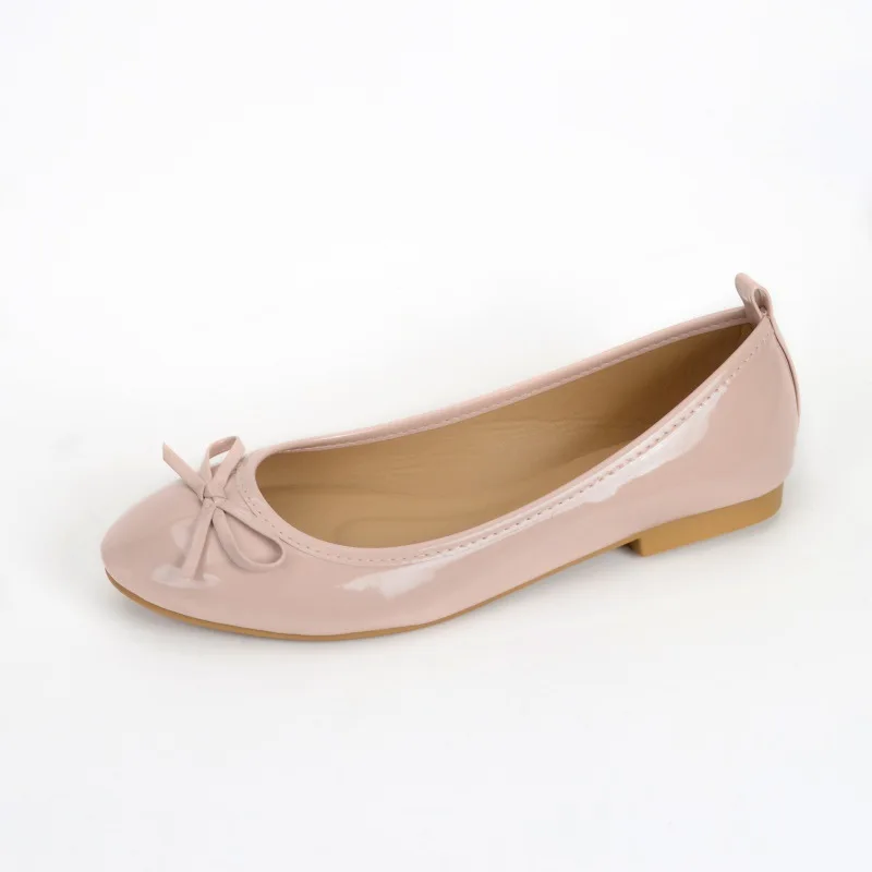 2024 Wholesale patent leather ballet soft sole casual bow flat shoes