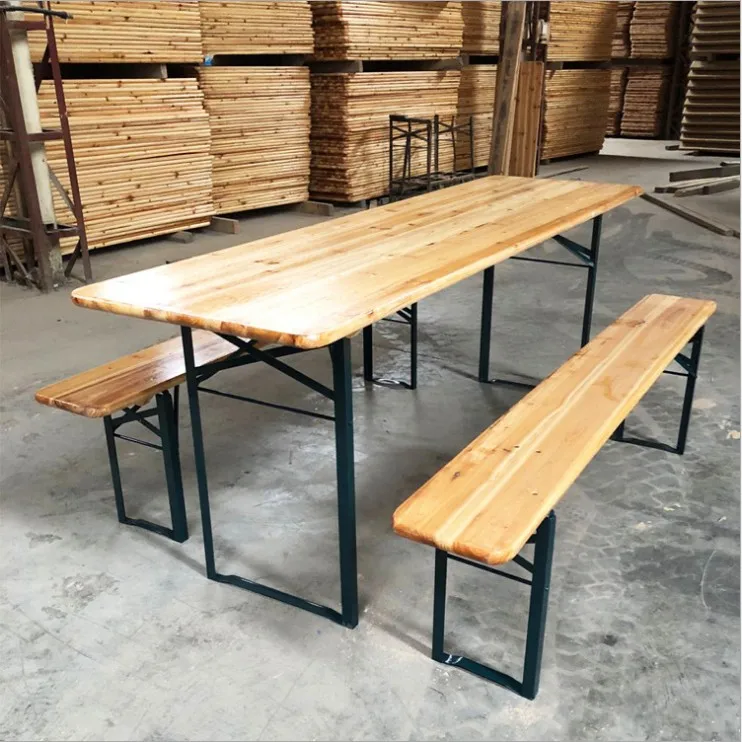 200/180/168cm high quality Heavy Duty Courtyard Dining Folding Wooden Beer Table Set Beer Table and Benches For Event