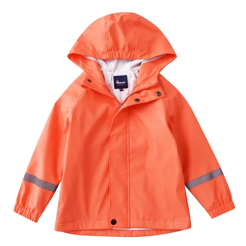 Boys Girls Cotton Lined Waterproof Rain Jackets Hooded Windbreaker Kids Outdoor Waterproof Jacket