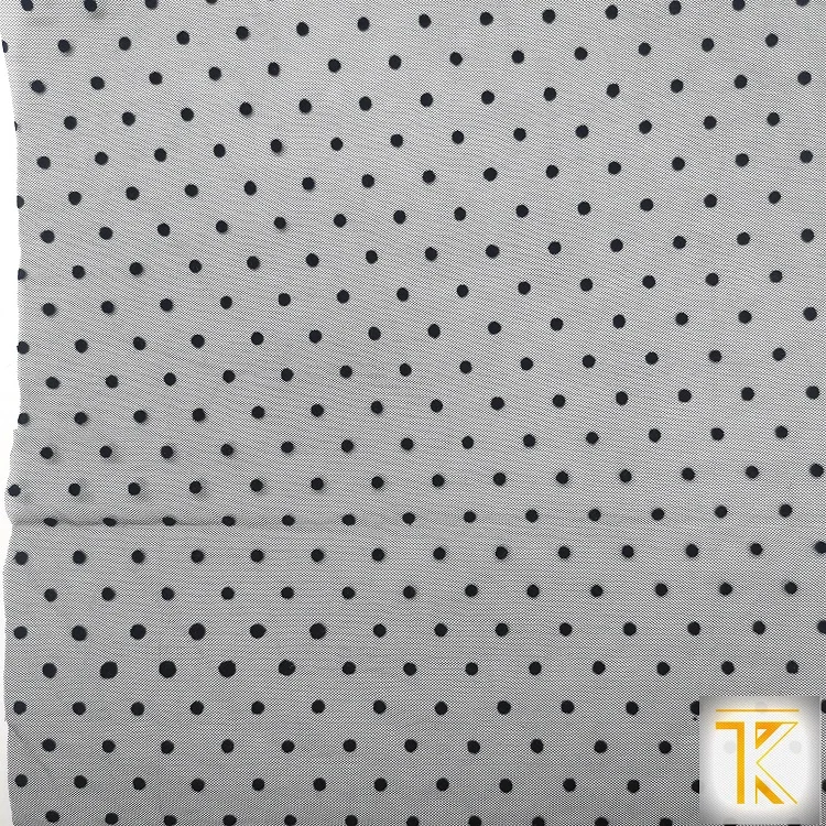 Factory manufacture various flocking mesh tulle roll fabric for clothing tulle