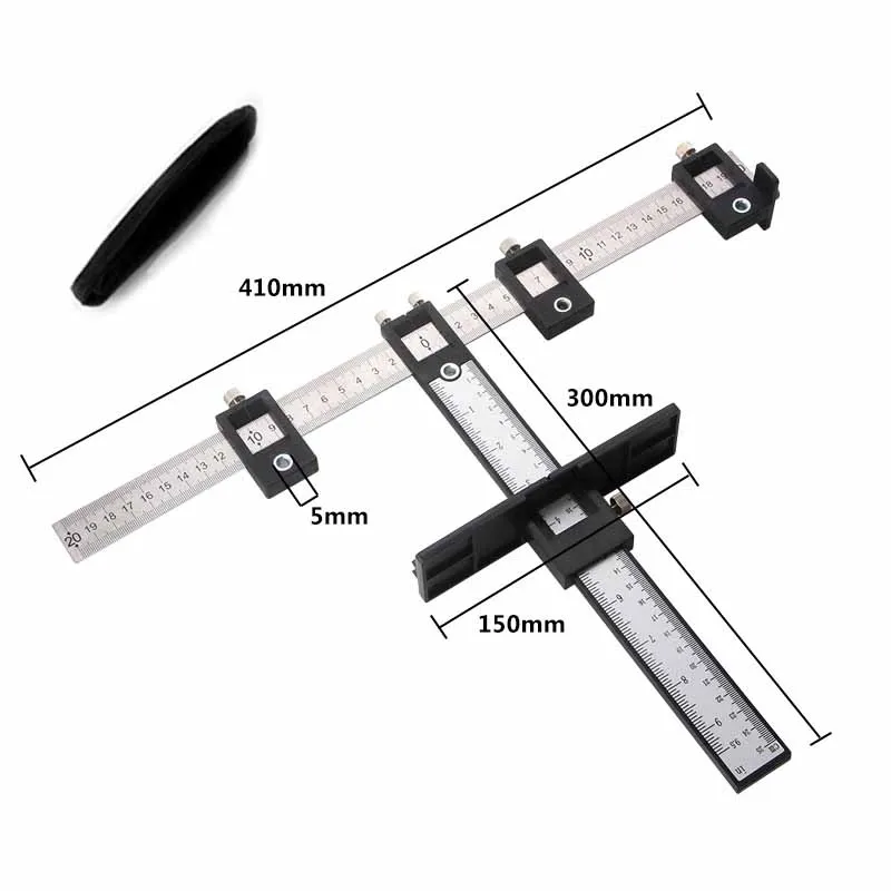 Woodworking Punch Locator Drill Hole Punch Guide for Cabinet Closet Door Knob Handle Installation Adjustable Positioner Ruler