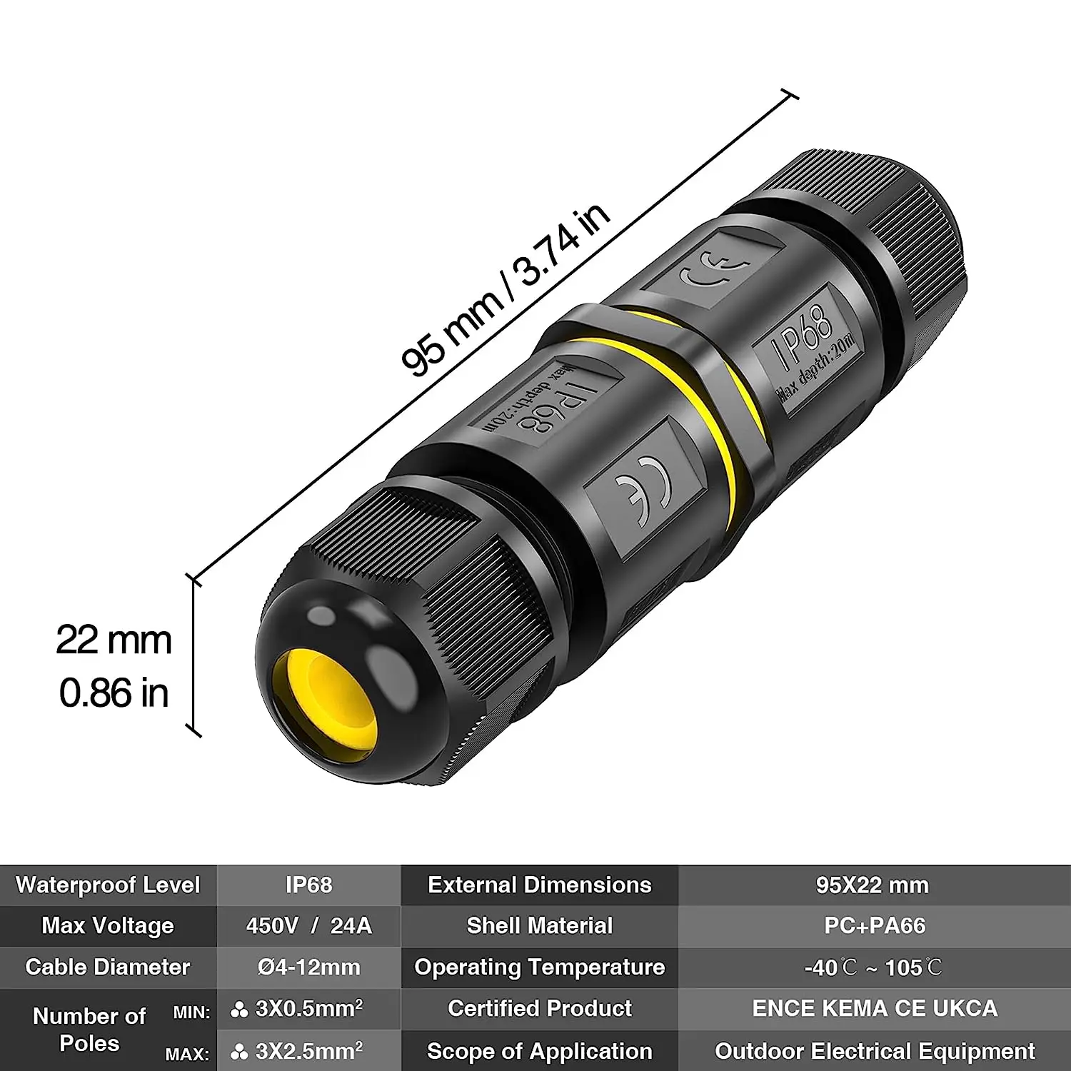 Greenway 3pin  IP68 waterproof connector for outdoor waterproof connector