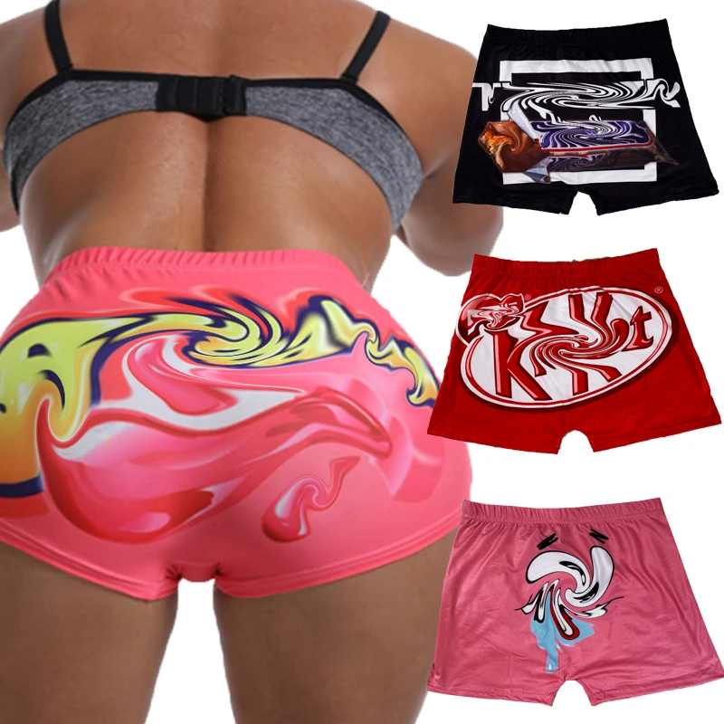 Wholesale Cheapest  Plus Size Boxer Shorts Women Gym Shorts  Para Mujer  Candy Sets Snickers Summer Shorts