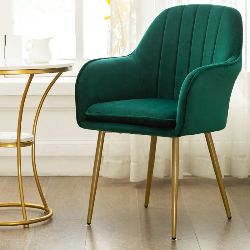 Home Furniture Solid Wood French Upholstered Boucle Dining Chairs With Gold Metal Legs For Kitchen And Restaurant