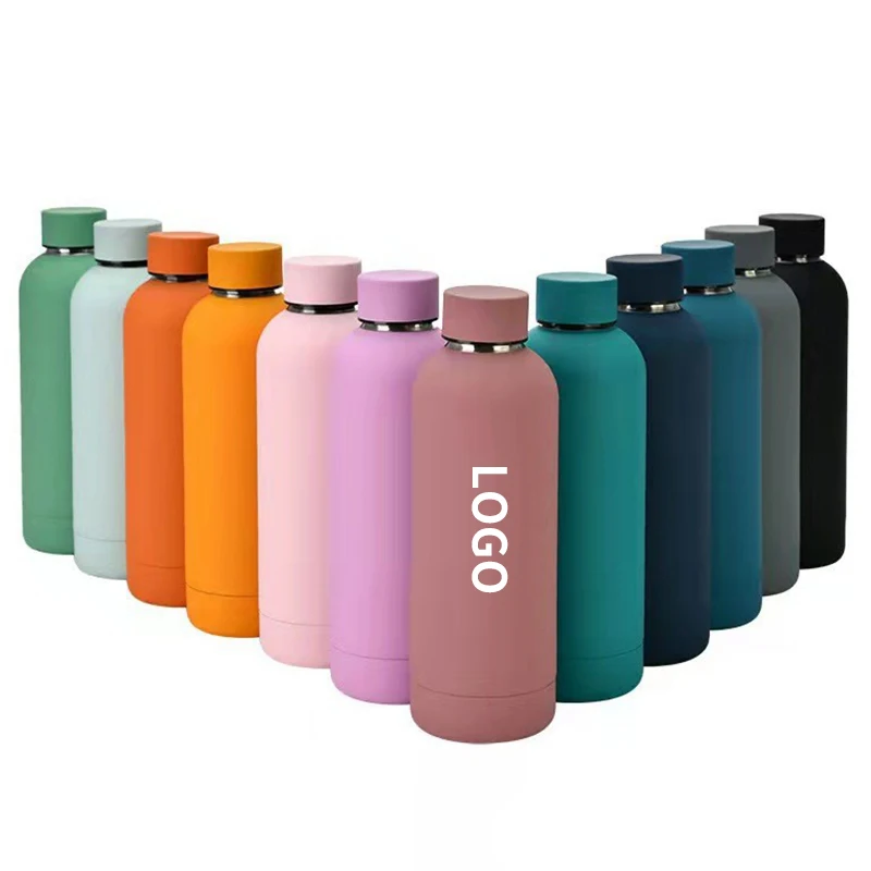 500ml custom stainless steel vacuum thermos bottle outdoor sports water bottle travel with rubber paint