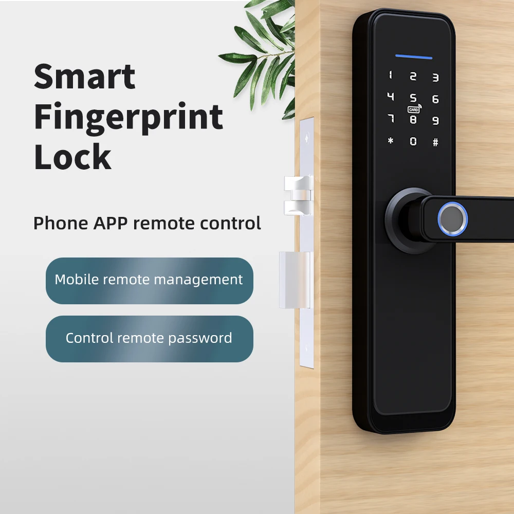 Zhongshan App Digital Keyless Electronic Fingerprint Tuya smart locks for front door wi-fi zigbee wood door