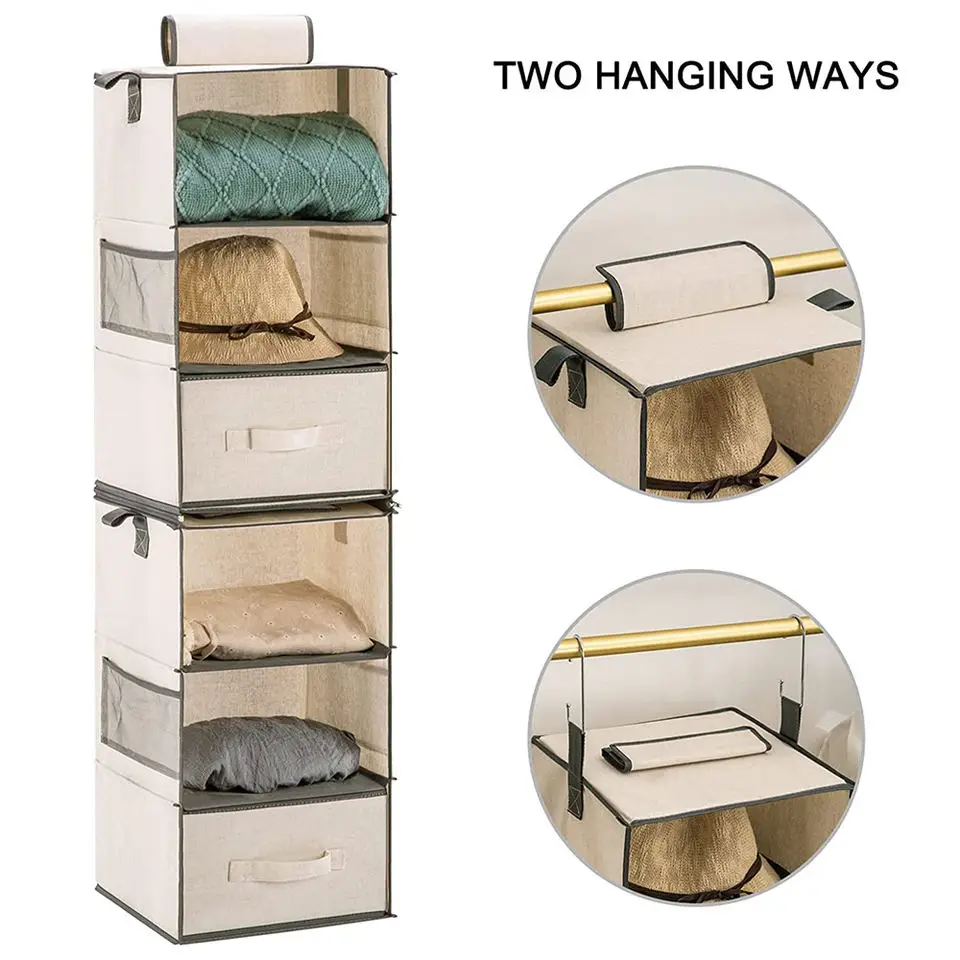 LINDON Space Saver Hanging Wardrobe Closet Shelving Organizer Storage with Drawers