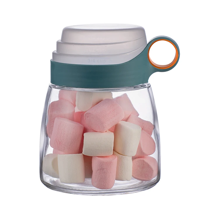 Welford Large Volume 4 Pcs Glass Storage Jar Set For Candy Canister Container Jar