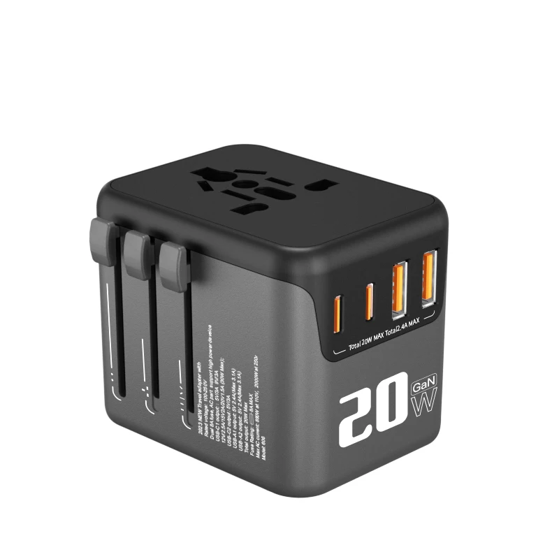 Universal World Internationa 2 usb 2 Type-c port us eu plug travel charger thailand travel adapter