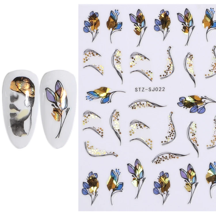 asianail Rose gold leaf back adhesive nail sticker abstract Nail Art Stickers