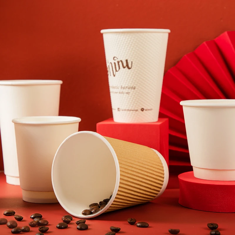 Eco Friendly Hot Cold Beverage Compostable Logo Print Disposable Coffee Paper Cups