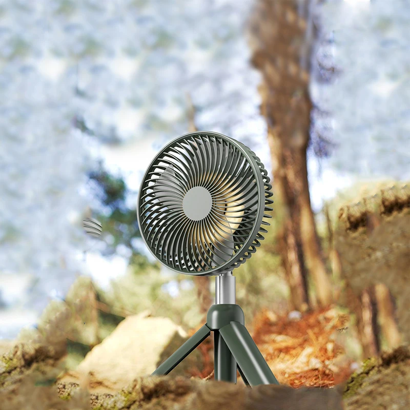 New Trend Home Retractable Portable 4000mah Rechargeable Camping Fan Desk Air Cooler Desk  Table Outdoor Tripod Fan