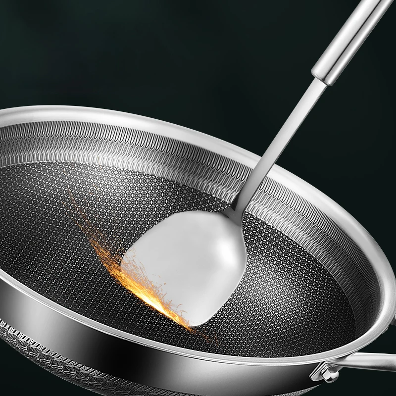High-Quality Healthy Cooking Tool Stainless Steel Wok  Large Capacity