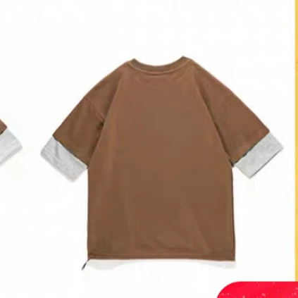 
Casual elastic string adjustable custom red and brown t shirt men cotton 