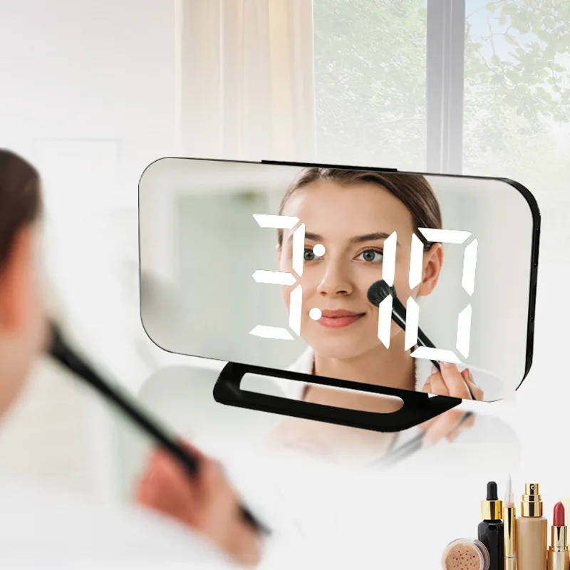 KH-CL027 Large Number 0-100% Dimmer USB Charging Port Snooze Outlet Powered LED Digital Alarm Clock for Bedroom Desk