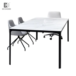 Customized Modern Furniture Metal Feet Ceramic top Extendable Dining Table aluminum frame rectangle table