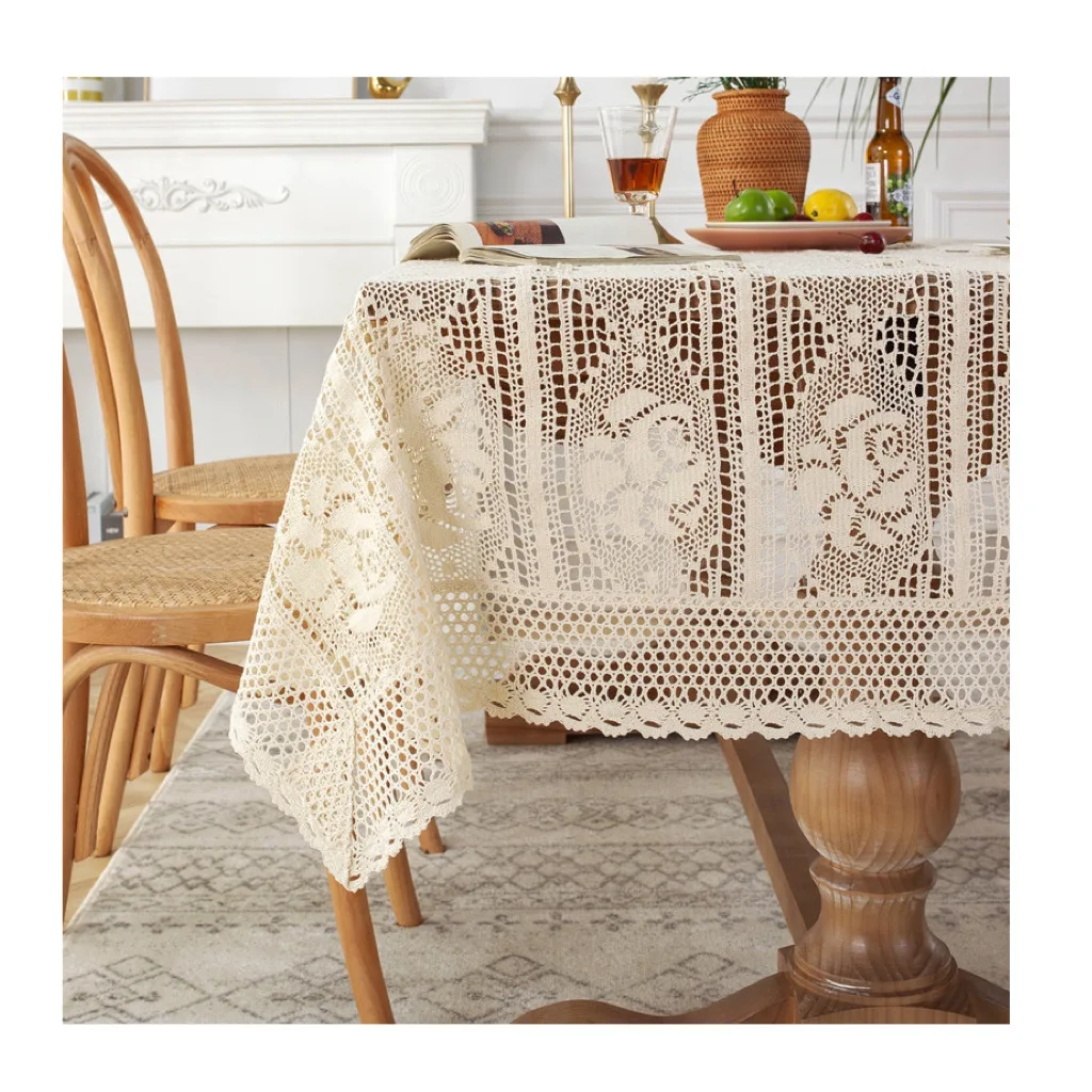 T011 Wholesale beautiful velvet table cloth with mesh lace tablecloth