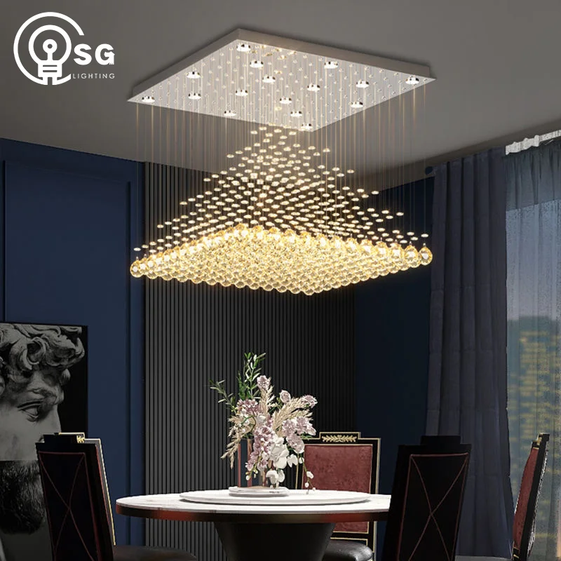 Custom Home Decorative Modern Restaurant House Decoration Hotel Wedding Crystal Ceiling Lamp Pendant Light Crystal Chandelier