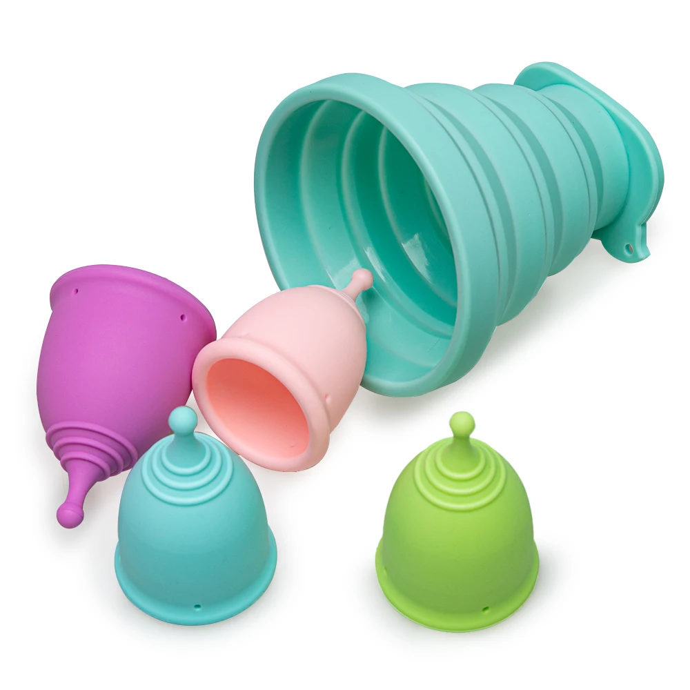 Silicone Menstrual Sterilizer Cup and Clean Menstrual Cup Sterilizer Case Folding Menstrual Cup