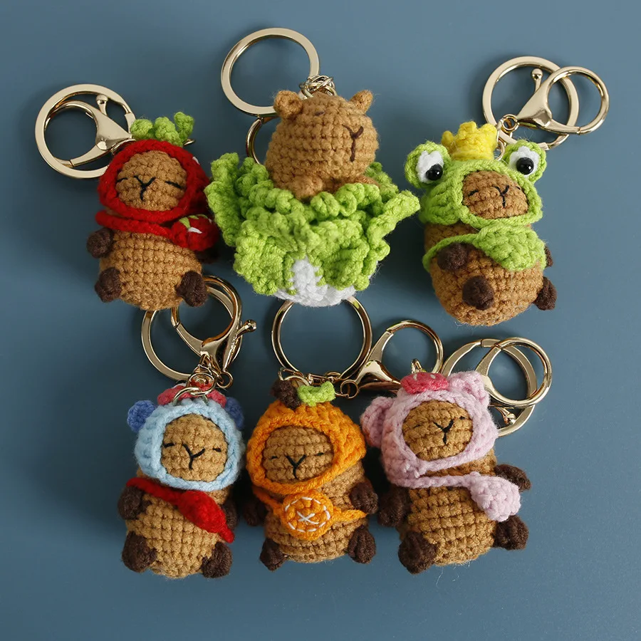 High quality hand knitted capybara doll pendant crochet dolls keychain wholesale