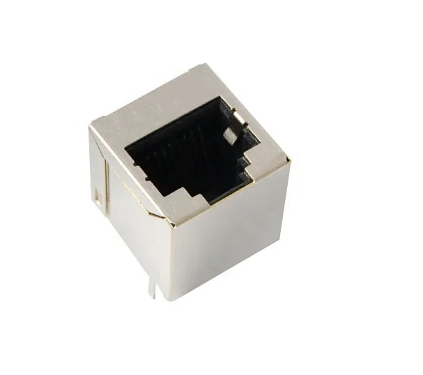 Lycn Black Network Interface RJ45 Connector Socket 1*n 2*n ports With LED Light Metal Shell 6P6C 4P4C 6P4C 8P8C Right Angle Type