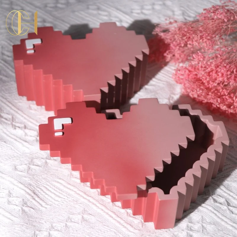 C&H Custom Vintage Design Hexagon Sharp Edge Debossed Logo Concrete Candle Jar with Custom Box