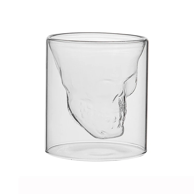 Термостойкая боросиликатная кружка в форме черепа с двойными стенками для вина, виски, стеклянная чашка