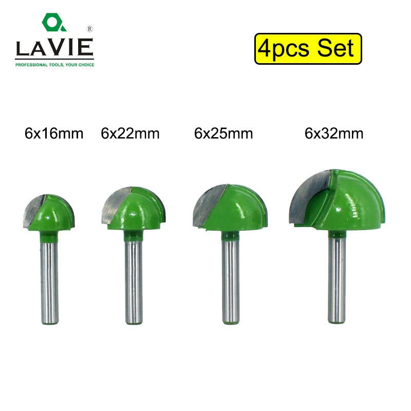 НАБОР КОНЦЕВЫХ ФРЕЗ LAVIE MC06002, комплект из 5 или 4 твердосплавных насадок с хвостовиком 6 мм, для ЧПУ