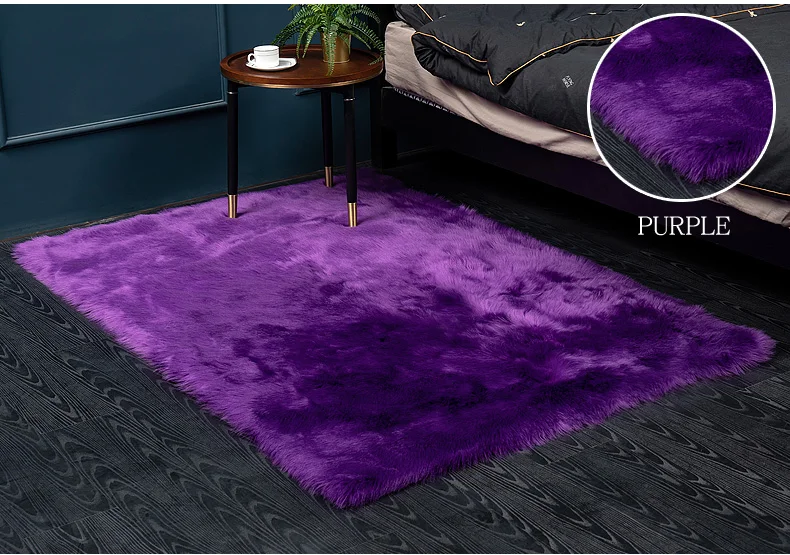 Bedroom Carpet Soft Fluffy Sheepskin Fur Area Rugs Living Room Bedroom Floor Mat White Pink Grey Warm Faux Fur Bedside Rug