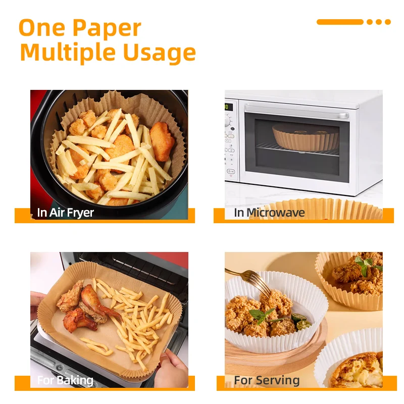 Biodegradable heat resistant disposable freezom liners food grade 7.9-9.8 inches (20-25 cm) air fryer paper