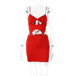 KZY22103 Summer Elegant Women Red Sexy Mini Dresses 2022