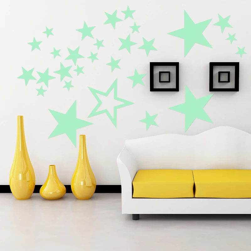 27 Pcs/Set Luminous Stars Wall Sticker Glow in The Dark Self-Adhesive Poster Home Decor Fluorescent Star Art Mural