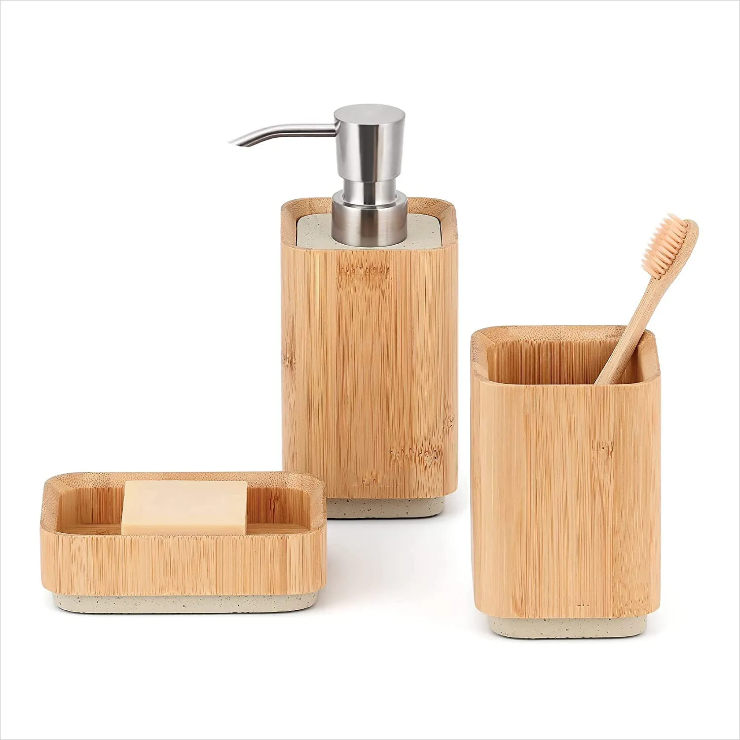 Bathroom products 3 piece bathroom accessory set bamboo bathroom accessories set