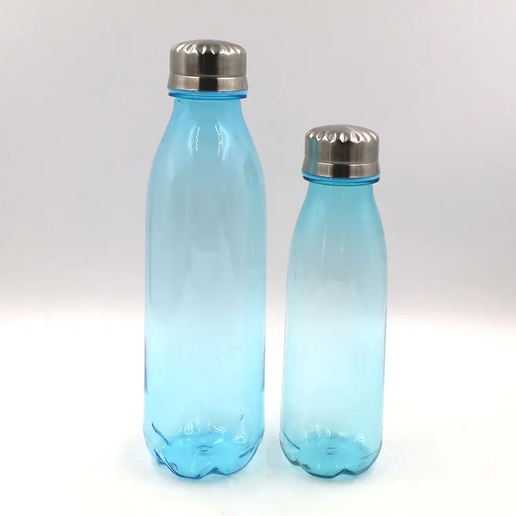 Real Bpa free pet plastic waterbottle with stainless steel cap
