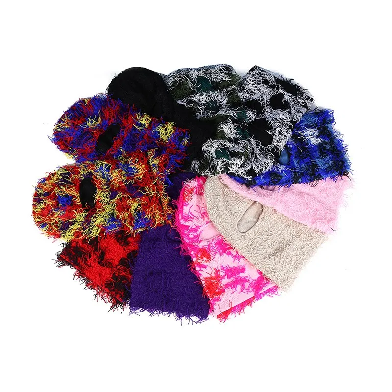 Wholesale Knitted Balaclava One Hole Full Face Wool Knitted Grassy Distressed Balaclava Ski Mask Hat