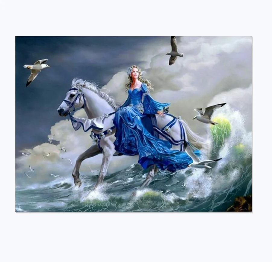 Wholesale Custom to Photo Horse Riding Diamond Embroidery DIY Square Drill Rhinestones Pasted Needleworks
