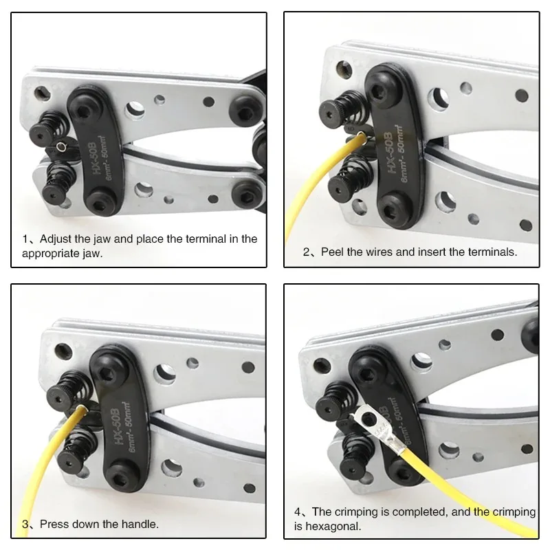 Crimping Pliers Tube Terminal Crimper Hex Crimp Tool Multitool Battery Cable Lug Cable Hand Tools HX-50B 6-50mm² AWG 10-0