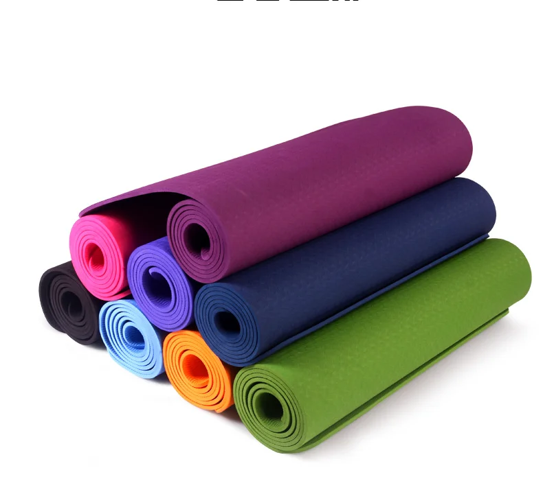 Fitness Workout Portable High Density Outdoor TPE yoga mat 6 mm With Carry Strap