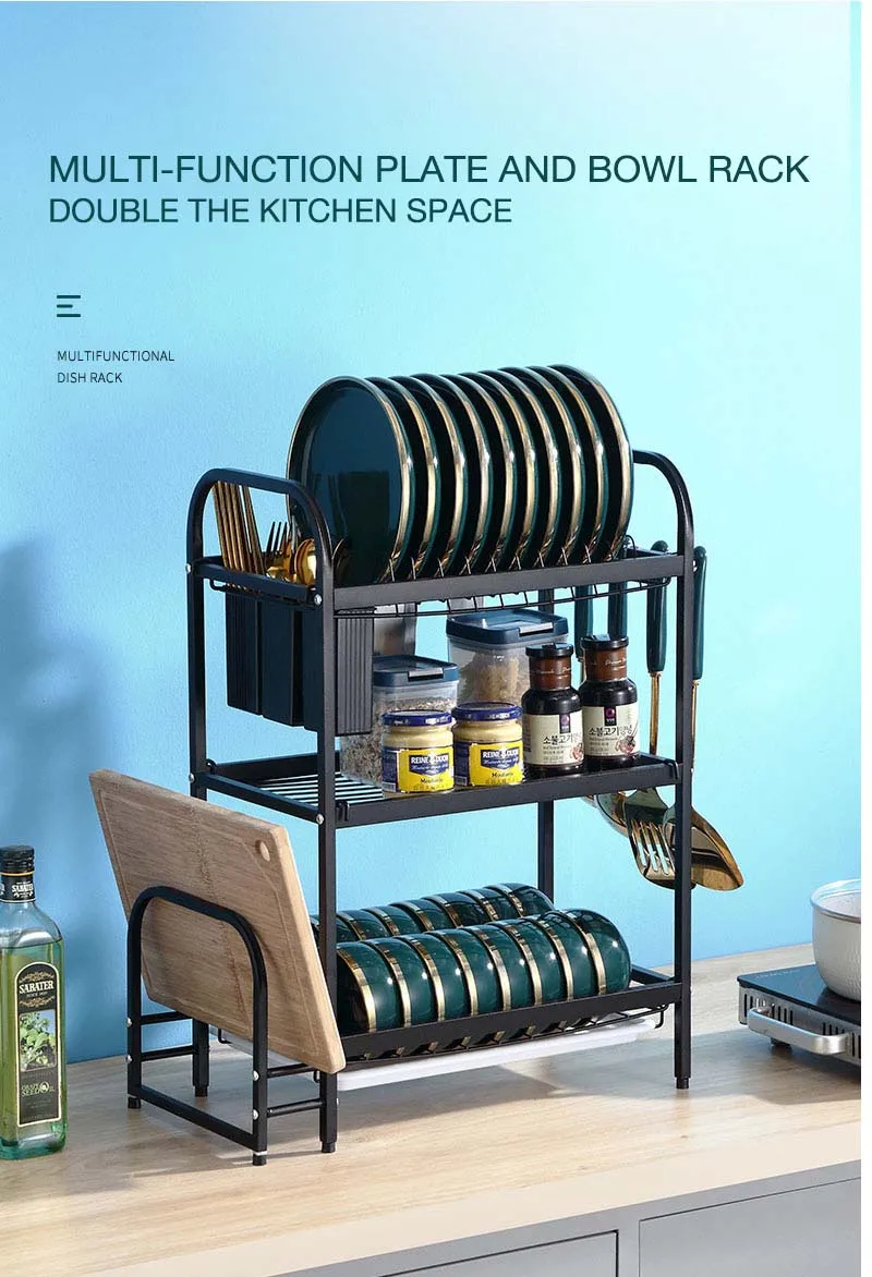 One shipping removable desktop high load-bearing dish rack Drain pan Kitchen rack Storage Holders Racks